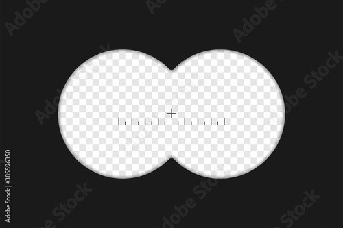 Binocular view template with soft edges. Magnifying optical instrument. Vector illustration.