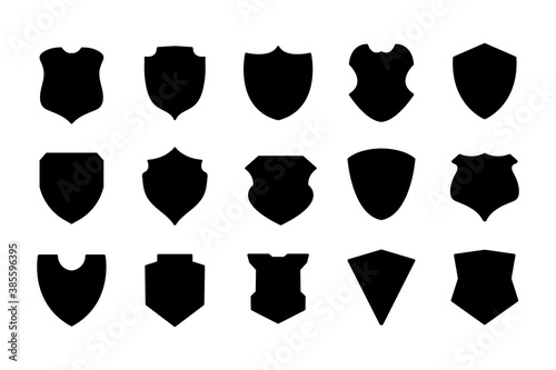 Black Shield silhouette collection. Security icons. Different shapes for your design.