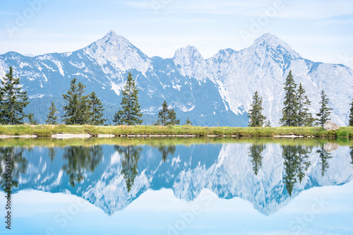 Mountain lake landscape view