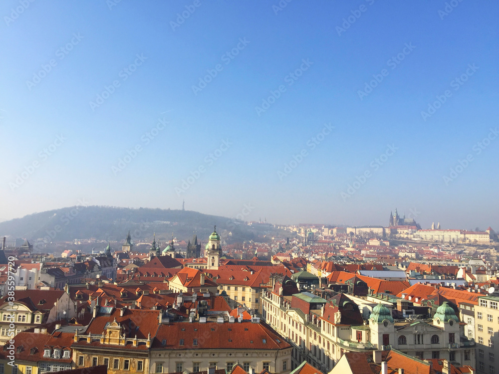 Obraz premium Aerial city view of Prague, Czech Republic