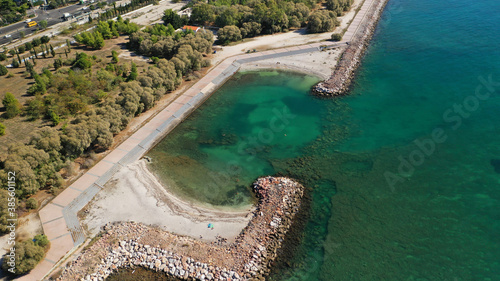 Aerial drone photo of famous seaside area of Athenian riviera of Agios Kosmas well known for former international airport of Athens, Attica, Greece photo