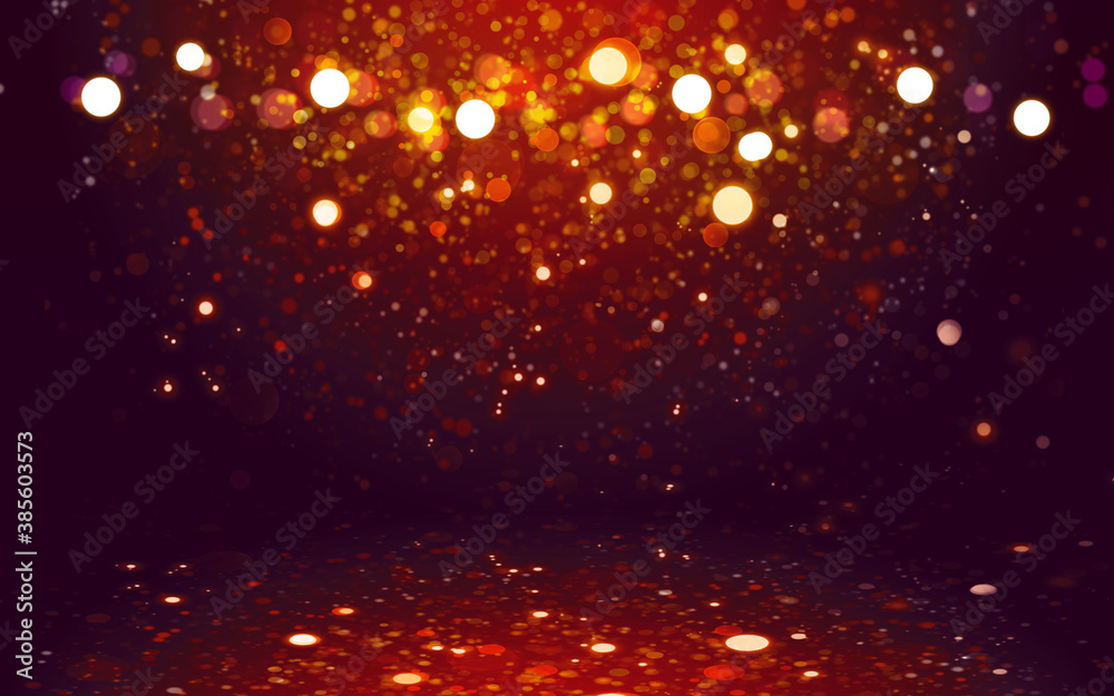 Christmas red bokeh background. Celebration lights background.