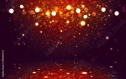 Christmas red bokeh background. Celebration lights background.