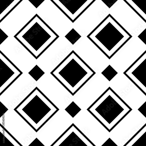 Geometric seamless pattern with staggered rhombuses. Black shapes on white background. Square illustration