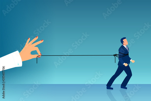 Vector of a female hand pulling a man on the rope photo