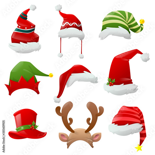 Cartoon Christmas Santa hats