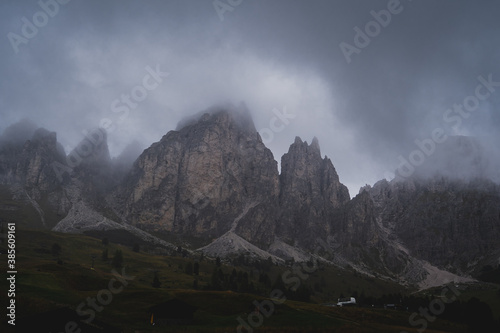 View of the cloudy mountains