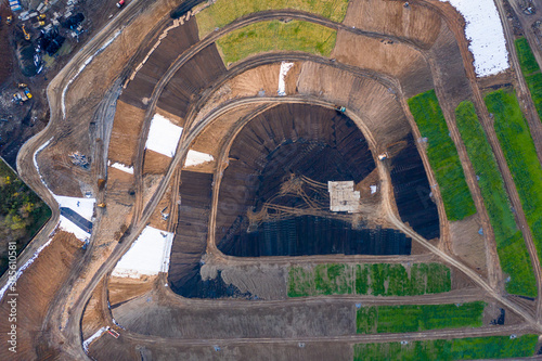Bird eye view of recultivated landfill photo