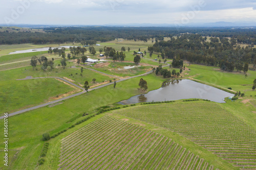 Aerial view of a vineyard in regional New South Wales in Australia