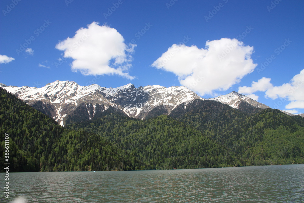 lake and mountains