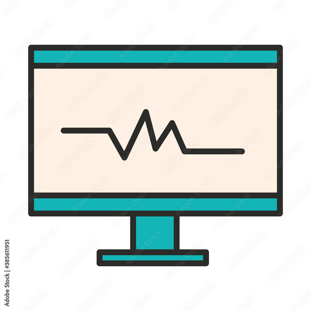 vaccine research science monitor heartbeat test line and fill icon vaccine research science monitor heartbeat test line and fill icon