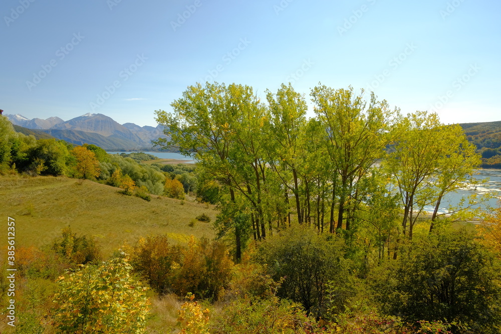 Gran Sasso e Monti della Laga National Park, Lake Campotosto in the autumn