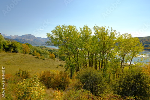 Gran Sasso e Monti della Laga National Park, Lake Campotosto in the autumn