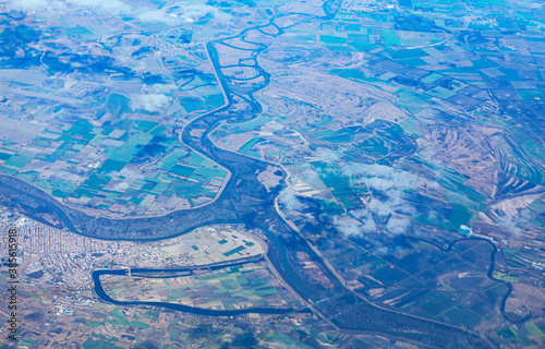 Aerial view of meanders and plains 