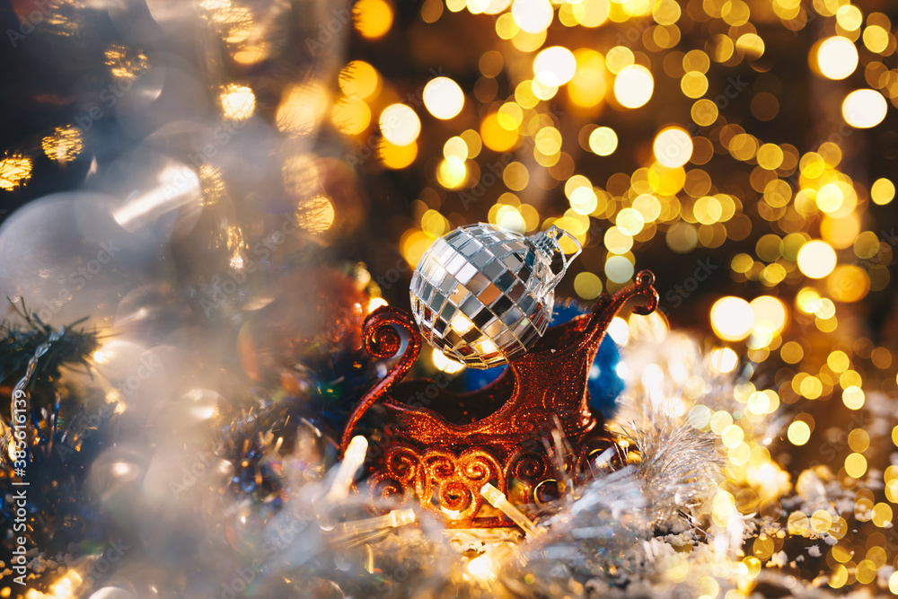 Christmas decoration with bokeh. New Year concept. 