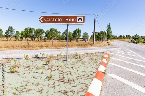 traffic signpost pointing the way to Castelo Bom village, municipality of Almeida, Guarda district, Beira Interior, Portugal  photo