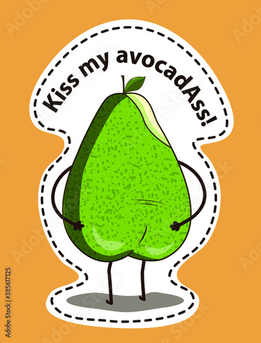 Avocado ass in vector sticker 