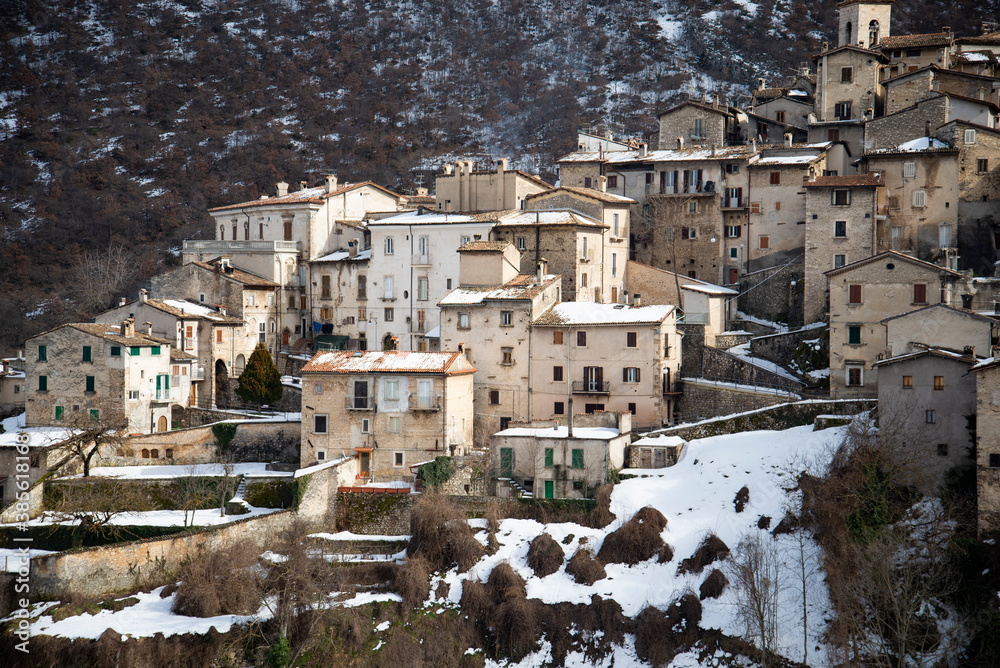 The view of the old Scanno village in Abruzzo, Italy
