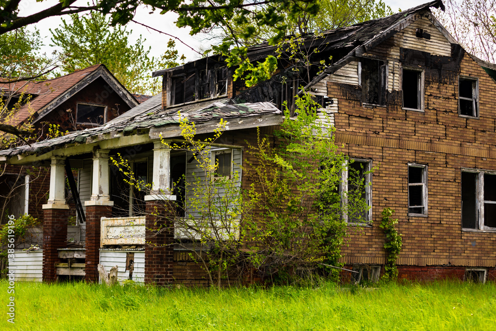 Abandoned Home in Detroit, Michigan. This is a deserted building in a bad part of town. Detroit, Michigan, USA. Abandoned Home in Detroit, Michigan. This is a deserted building in a bad part of town. Detroit, Michigan, USA.