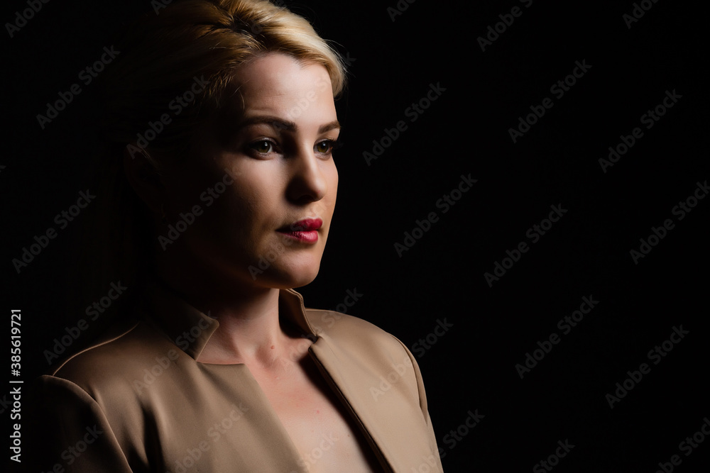 Beautiful blond woman on black Beautiful blond woman on black