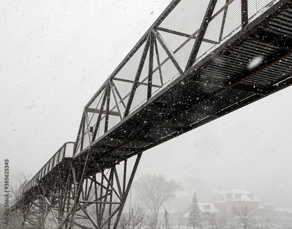 Fototapeta premium bridge over the river in the snow