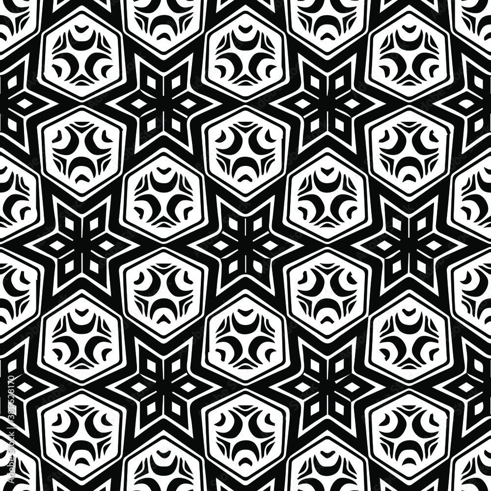Black white abstract geometric background template in oriental style.Vector graphic.