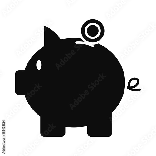 piggy bank icon, silhouette style