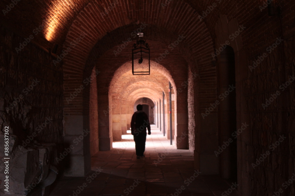 Fototapeta premium Caminando en los pasillos del castillo
