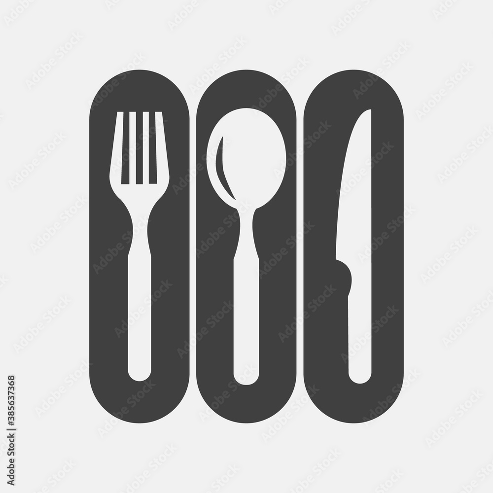 Fototapeta premium Fork ,spoon and knife set symbol
