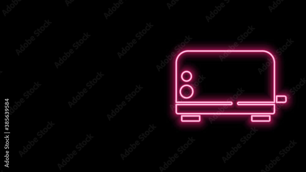 Glowing neon line Toaster icon isolated on black background. 4K Video motion graphic animation Glowing neon line Toaster icon isolated on black background. 4K Video motion graphic animation