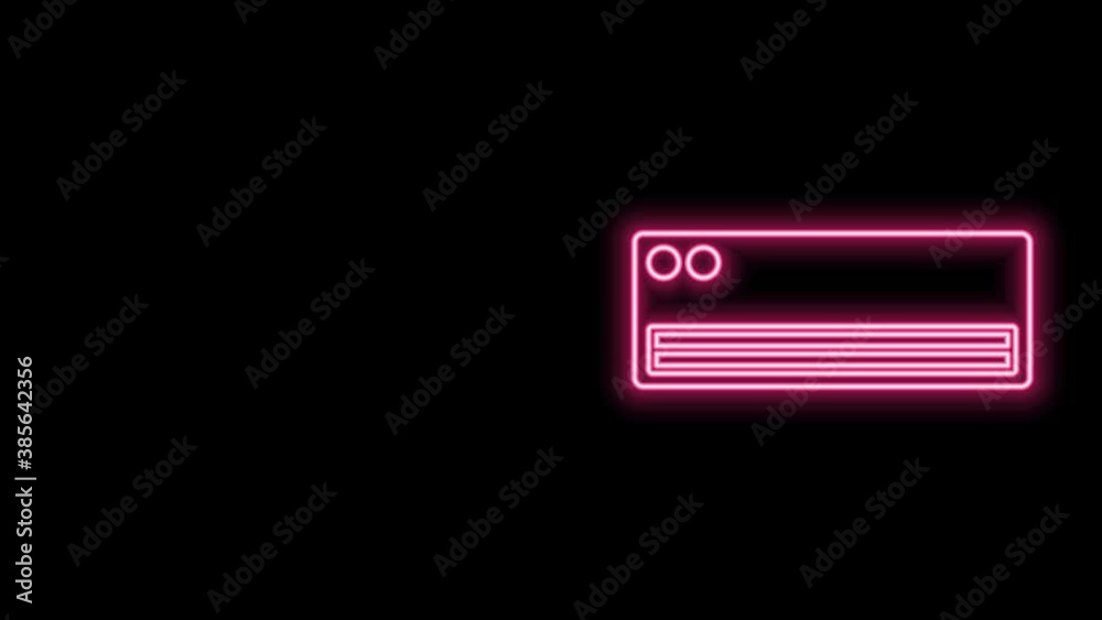 Glowing neon line Air conditioner icon isolated on black background. Split system air conditioning. Cool and cold climate control system. 4K Video motion graphic animation Glowing neon line Air conditioner icon isolated on black background. Split system air conditioning. Cool and cold climate control system. 4K Video motion graphic animation