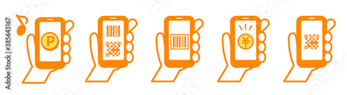 Smartphone Payments Electronic payment and point earning icon set