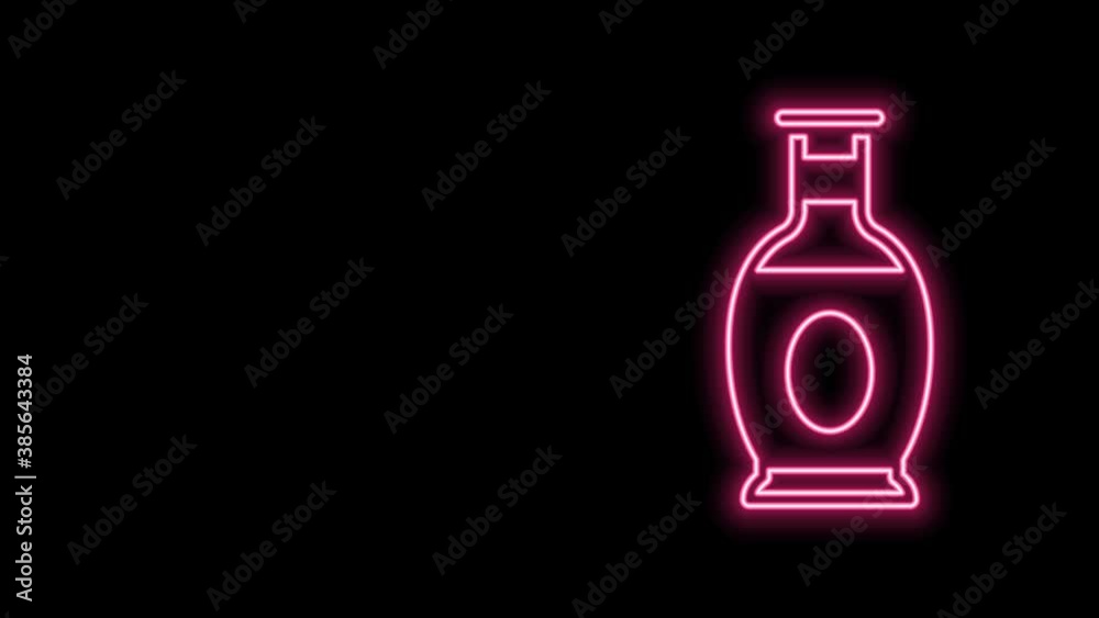 Glowing neon line Indian vase icon isolated on black background. 4K Video motion graphic animation Glowing neon line Indian vase icon isolated on black background. 4K Video motion graphic animation