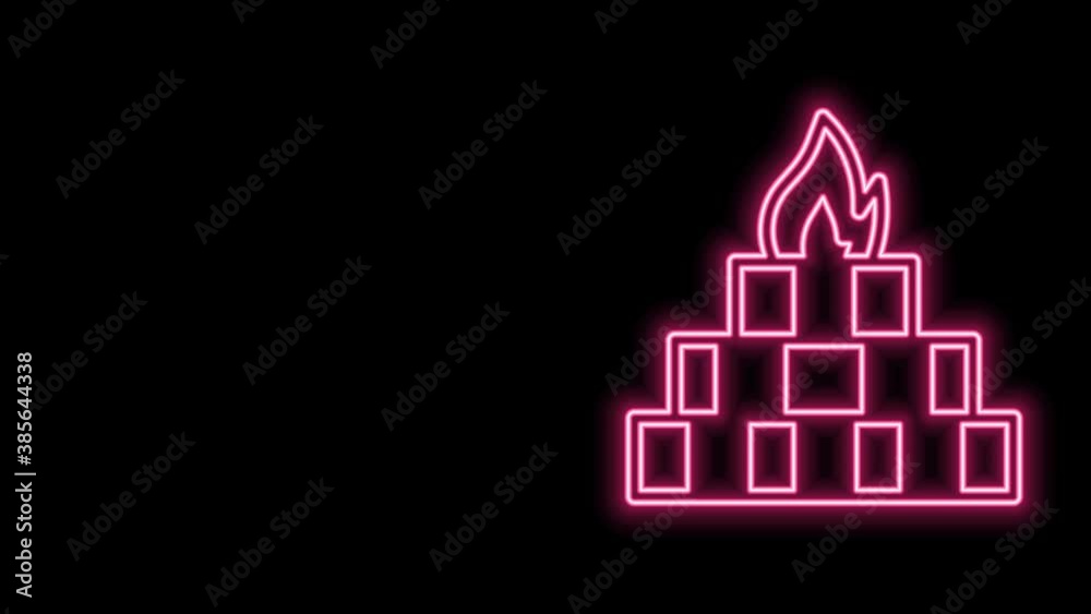 Glowing neon line Yagna icon isolated on black background. 4K Video motion graphic animation Glowing neon line Yagna icon isolated on black background. 4K Video motion graphic animation