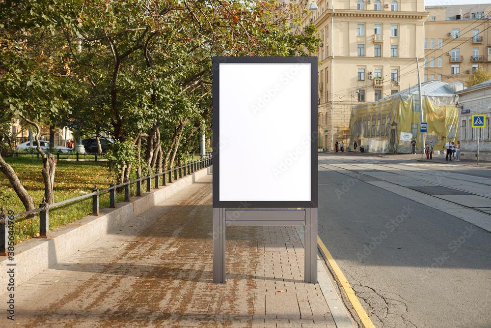 Advertising billboard stand mock up on the street. Advertising billboard stand mock up on the street.