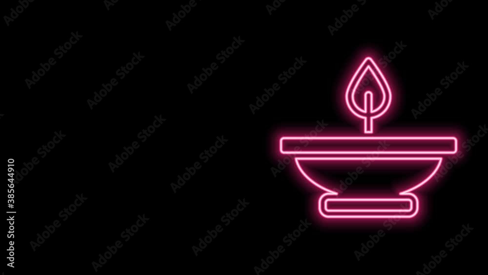 Glowing neon line Aroma lamp icon isolated on black background. 4K Video motion graphic animation Glowing neon line Aroma lamp icon isolated on black background. 4K Video motion graphic animation