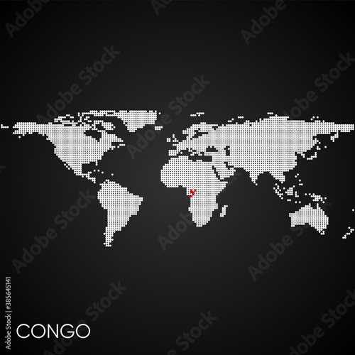 Dotted world map with marked congo