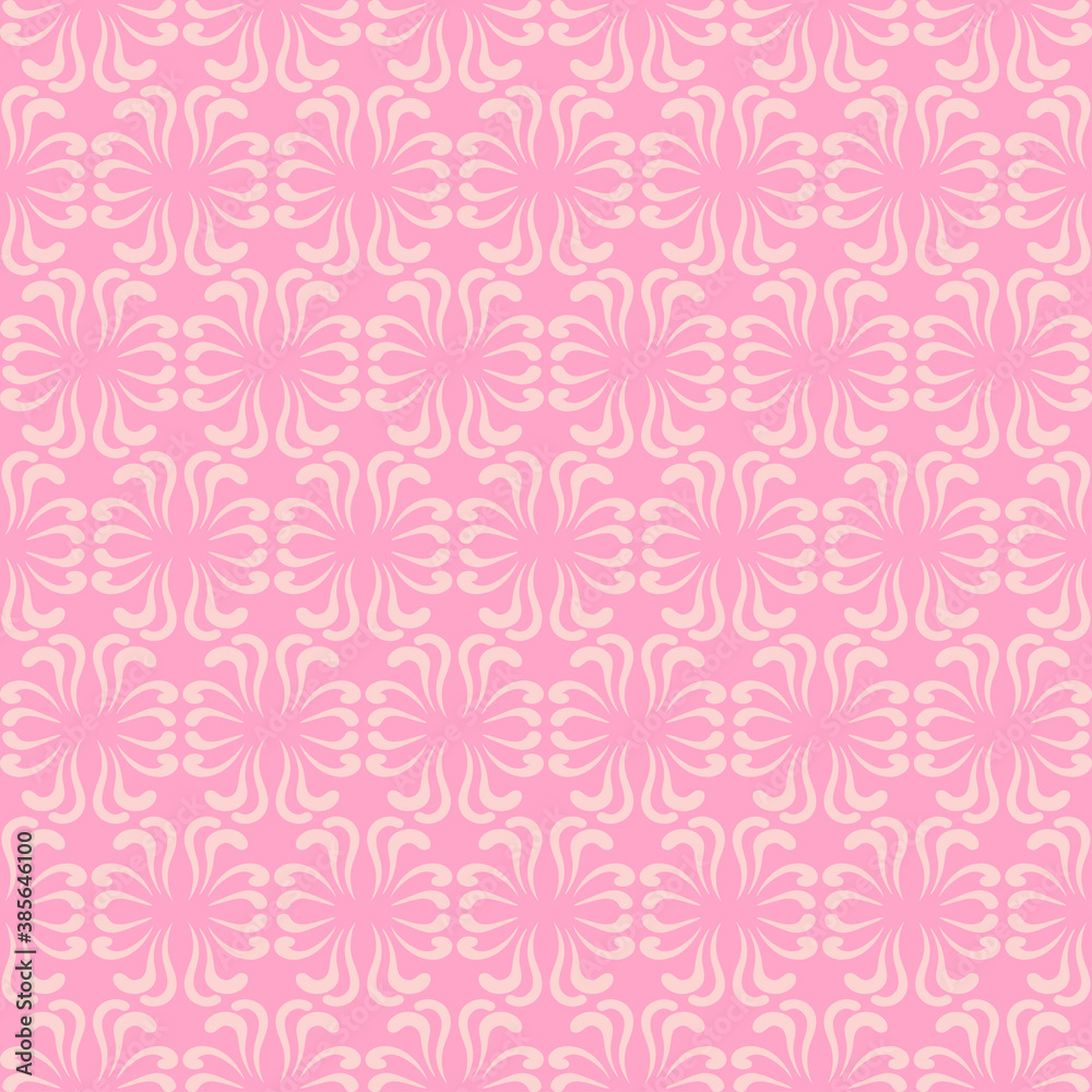 Pink background pattern with decorative ornaments - seamless wallpaper texture. Vector illustration