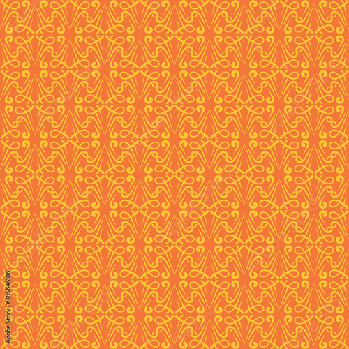 Orange background pattern. Stylish floral ornament. Seamless wallpaper texture. Vector illustration