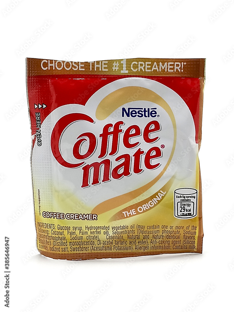 Nestle Coffee mate coffee creamer sachet in Manila, Philippines Stock