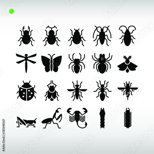 insect icon set in black or glyph style  © iconnect_art