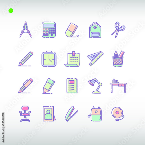 office icon set in flat color style
