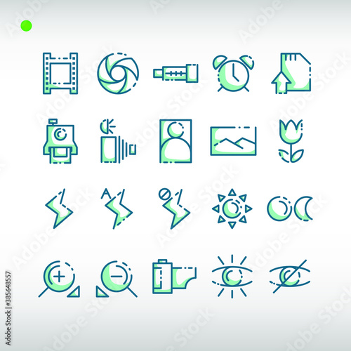 photography icon set in two tone blue color style
2 photo