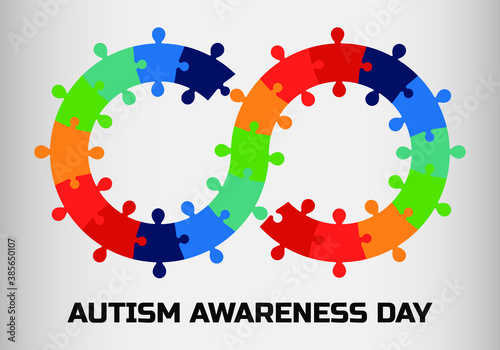 Autism Awareness Day. Infinity puzzle colorful vector