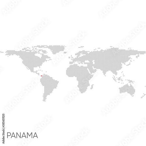 Dotted world map with marked panama