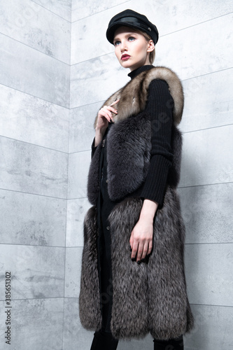 Slika na platnu trendy waistcoat from different furs