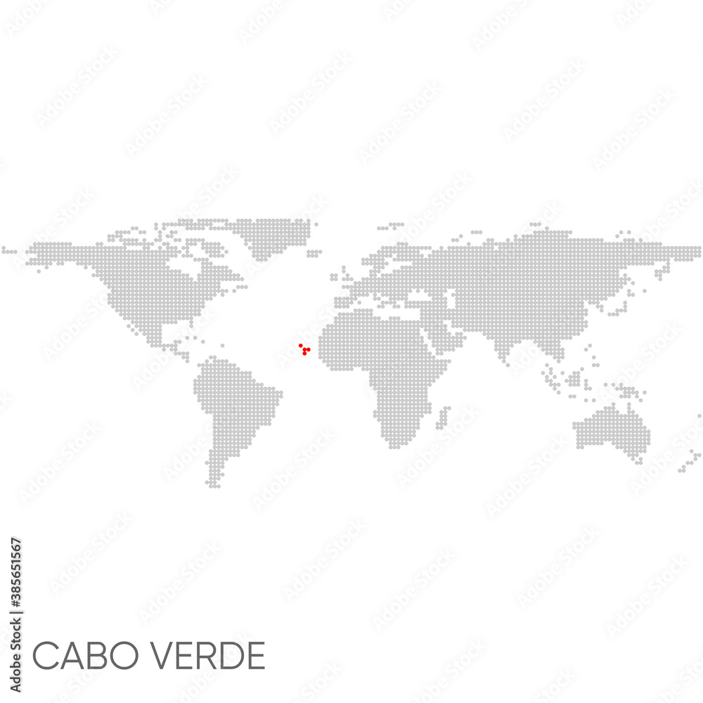 Dotted world map with marked cabo verde Dotted world map with marked cabo verde