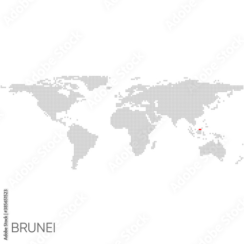 Fototapeta Naklejka Na Ścianę i Meble -  Dotted world map with marked brunei
