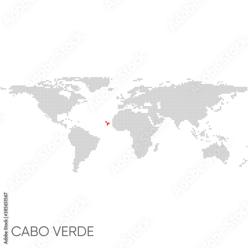 Fototapeta Naklejka Na Ścianę i Meble -  Dotted world map with marked cabo verde