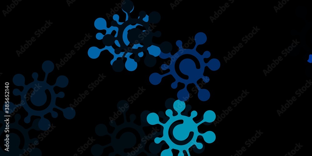 Dark blue vector pattern with coronavirus elements.